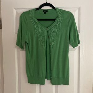 Talbots green short sleeve cardigan, size small
